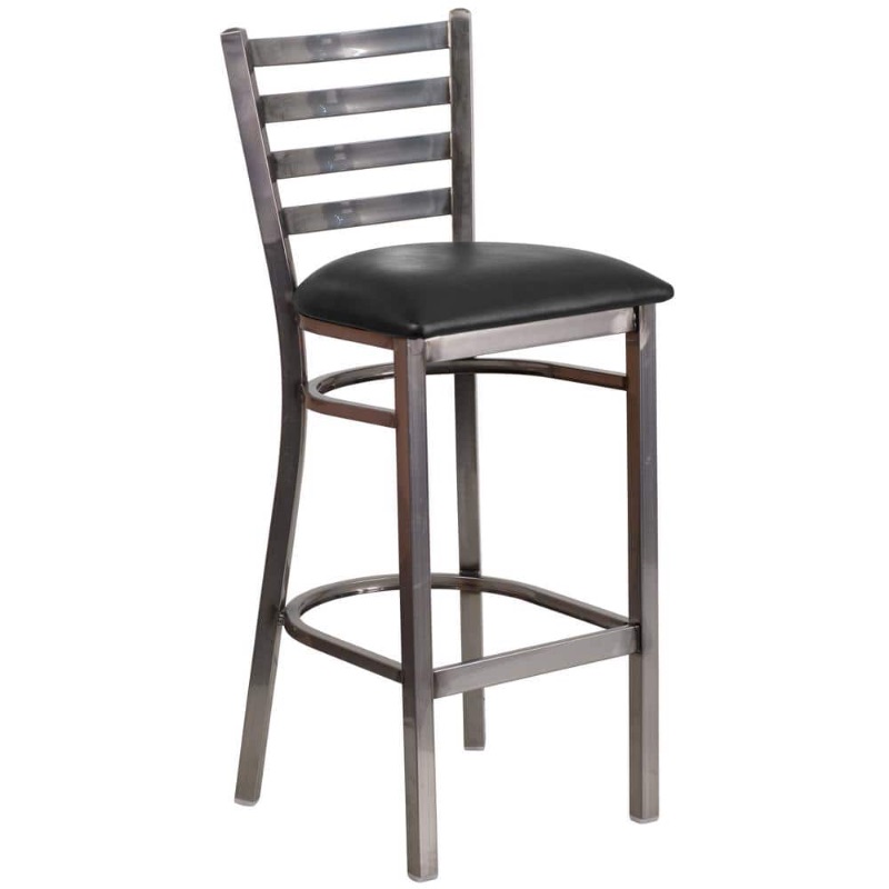 Photo 1 of Flash Furniture 31 in. Black and Clear Metal Cushioned Bar Stool