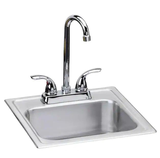 Photo 1 of 15in. Drop-in 1 Bowl 20 Gauge Durable Satin Stainless Steel Sink w/ Faucet