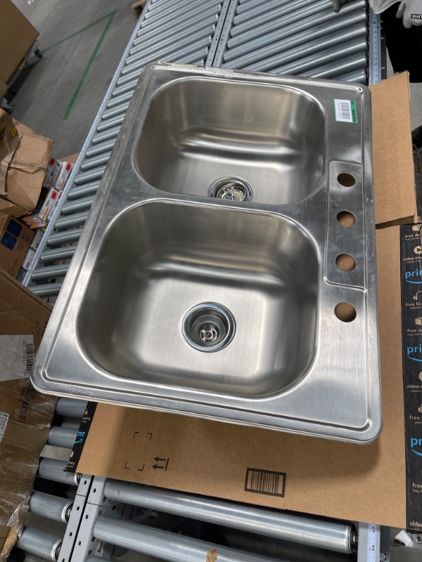 Photo 2 of 33in. Drop-in 2 Bowl 22 Gauge Stainless Steel Sink Only and No Accessories