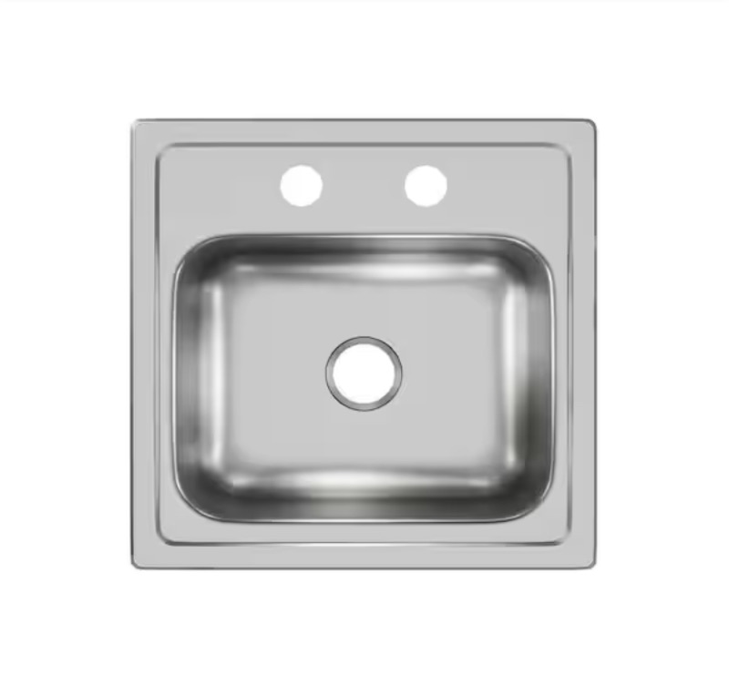 Photo 1 of 15in. Drop-in 1 Bowl 20 Gauge Durable Satin Stainless Steel Sink w/ Faucet