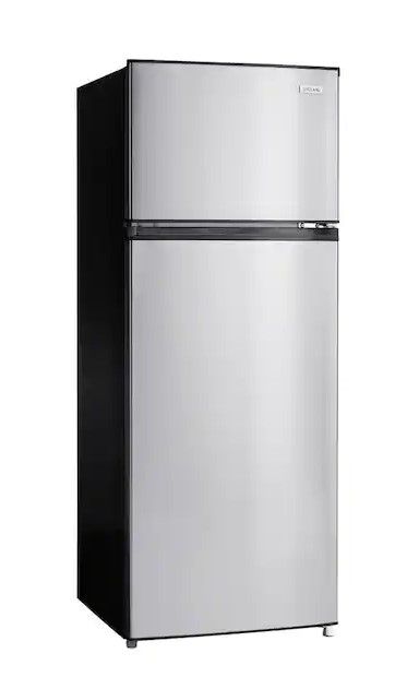 Photo 1 of 7.1 cu. ft. Top Freezer Refrigerator in Stainless Steel Look