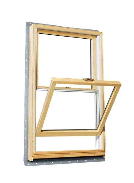 Photo 1 of 37-5/8 in. x 56-7/8 in. 400 Series White Clad Wood Tilt-Wash Double-Hung Window with Low-E Glass, Pine Int and Stone Hdw *ONE WINDOW ONLY!*