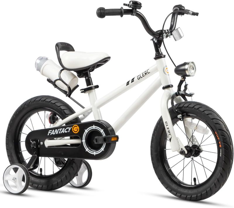 Photo 1 of Glerc Fantacy 12 14 16 18 20 inch Kid Bike for 2-14 Years Old with Headlight & Kickstand for Birthday Gift, WHITE