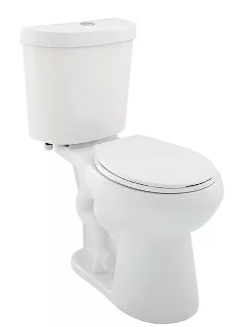 Photo 1 of 12 in. Rough in 2-Piece 1.1 GPF/1.6 GPF Dual Flush Round Toilet in White Seat Included