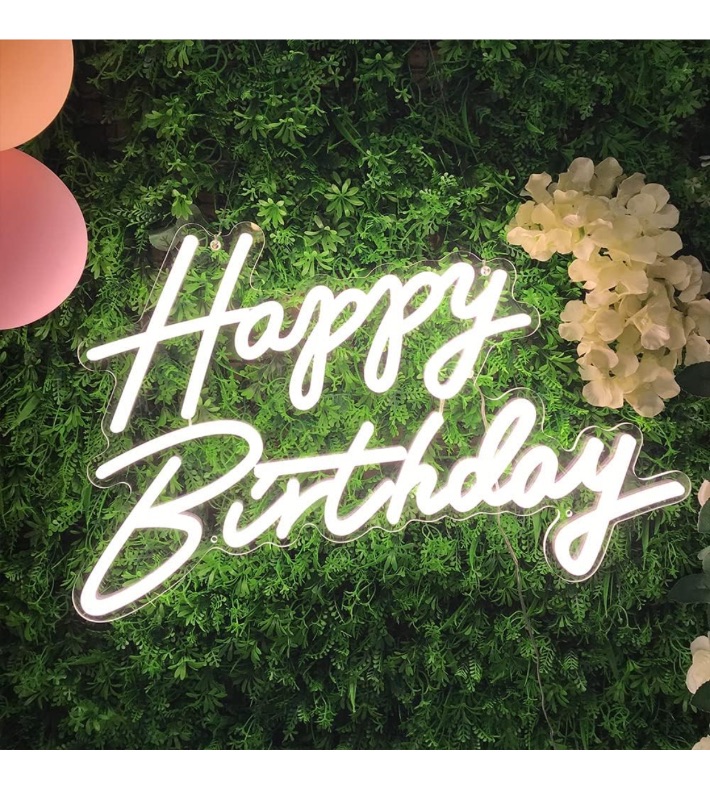 Photo 1 of Happy Birthday Neon Sign for Birthday Party Decor, Light Up Happy Birthday Led Signs for Backdrop