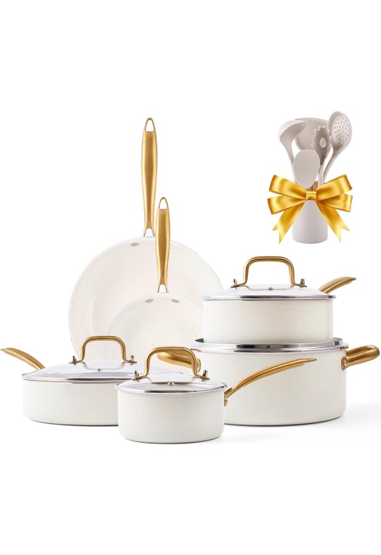 Photo 1 of Ceramic Pots and Pans Set Nonstick - Kitchen Cookware Sets Non Toxic Cookware Set With Dutch Oven