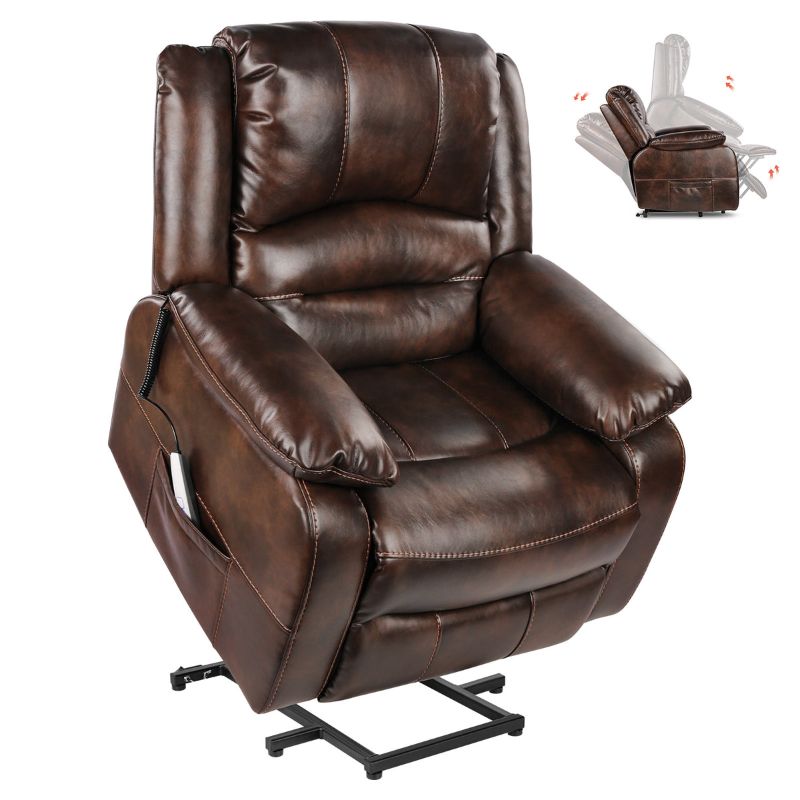 Photo 1 of *** BOX 1 OF 2**** QOMOTOP Oversized Faux Leather Rocker Recliner - Brown