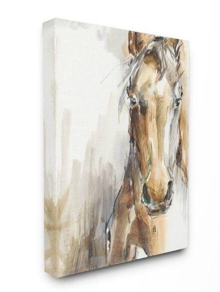 Photo 1 of "Horse Portrait Orange Brown Animal Watercolor Painting" by Ethan Harper Canvas Wall Art 30 in. x 24 in.