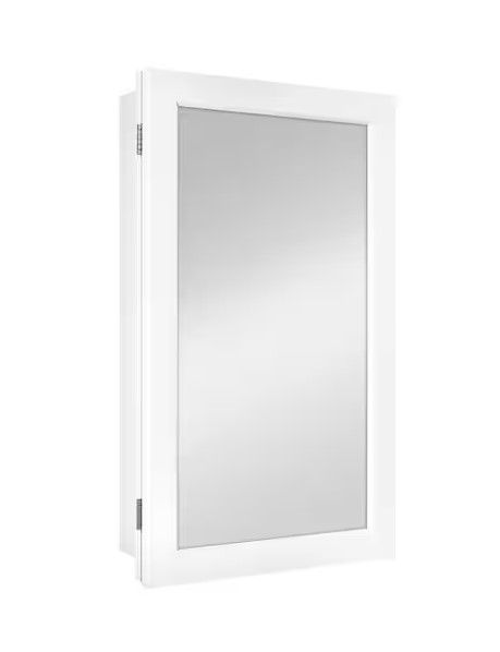 Photo 1 of 15-1/4 in. W x 26 in. H Framed Recessed or Surface-Mount Bathroom Medicine Cabinet with Mirror in White