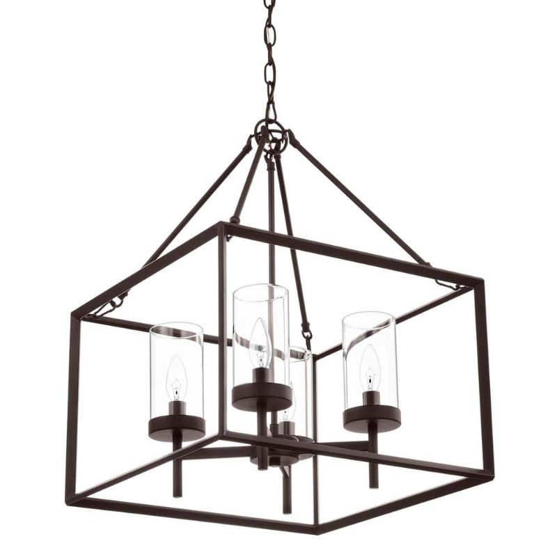 Photo 1 of ***MISSING PARTS*** Lainey 4-Light Bronze Chandelier Light Fixture with Clear Glass Shades