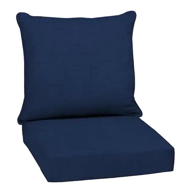 Photo 1 of 24 in. x 24 in. 2-Piece Deep Seating Outdoor Lounge Chair Cushion in Sapphire Blue Leala