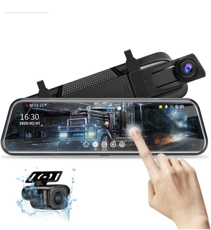 Photo 1 of 10'' Mirror Dash Cam Night Vision 1080P FHD Full Touch Screen Front and Rear View Backup Camera for Cars Loop Recording Streaming Media 170°Wide Angle Parking Assistance with 10 Meters Cable