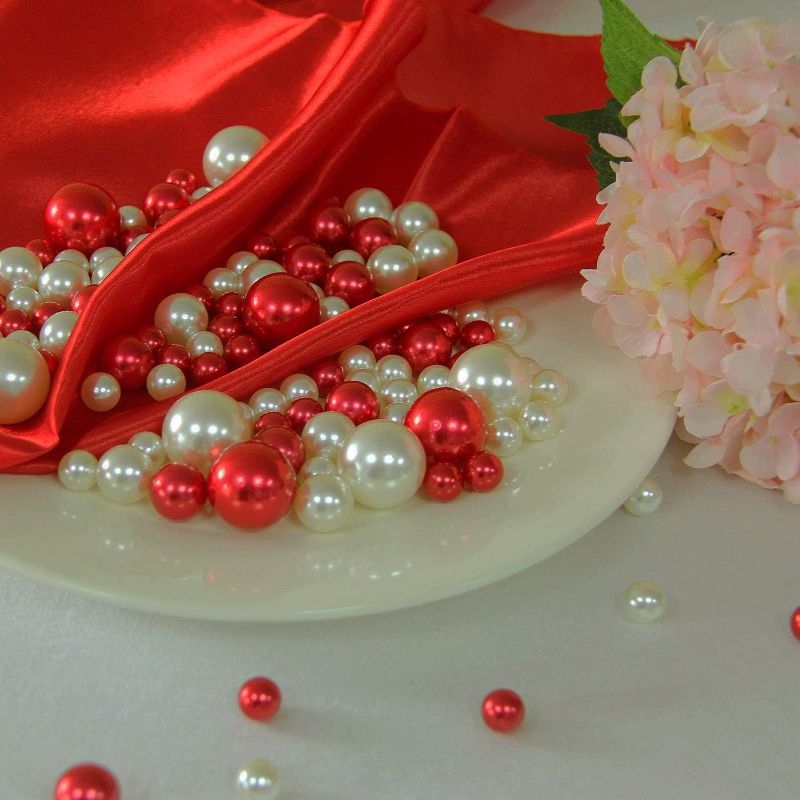 Photo 1 of Awfrky 40,130pcs Vase Fillers Set with Clear Water Gel Beads, Floating Pearls Beads, Floating Candles, LED String Lights for Party Decoration, Wedding Decorations Table Centerpiece(Red+White)