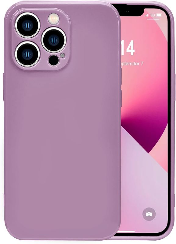 Photo 1 of Compatible with iPhone 13 Pro Max 6.7 Inches Case, Ultra-Thin Liquid Silicone Shock Proof Full Body Coverage Protection,Cherry Blossom Purple
