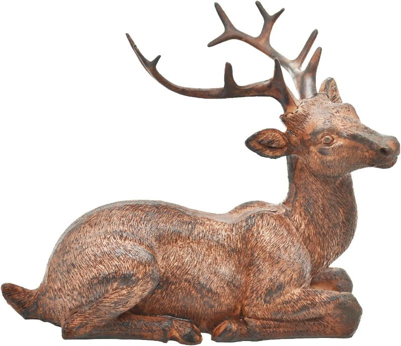 Photo 1 of *** DESIGN DIFFERENT FROM PICTURE, SECOND PICTURE IS ACCURATE *** TAOBIAN Resin Buck Male Deer Statue-Animal Figurines Garden Sculpture Accessories for Indoor Outdoor Decoration Rustic Lodge or Art Gifts for Father Birthday Anniversary Yard Lawn Decor