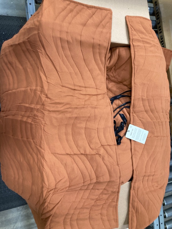 Photo 1 of EVERGRACE 3 Pieces Luxurious Velvet King Quilts, Ultra Soft Lightweight Velvet Comforter Set, Matelasse Oversized Bedspread Coverlet for All Season with 2 Shams, Burnt Orange, 108"x96"
