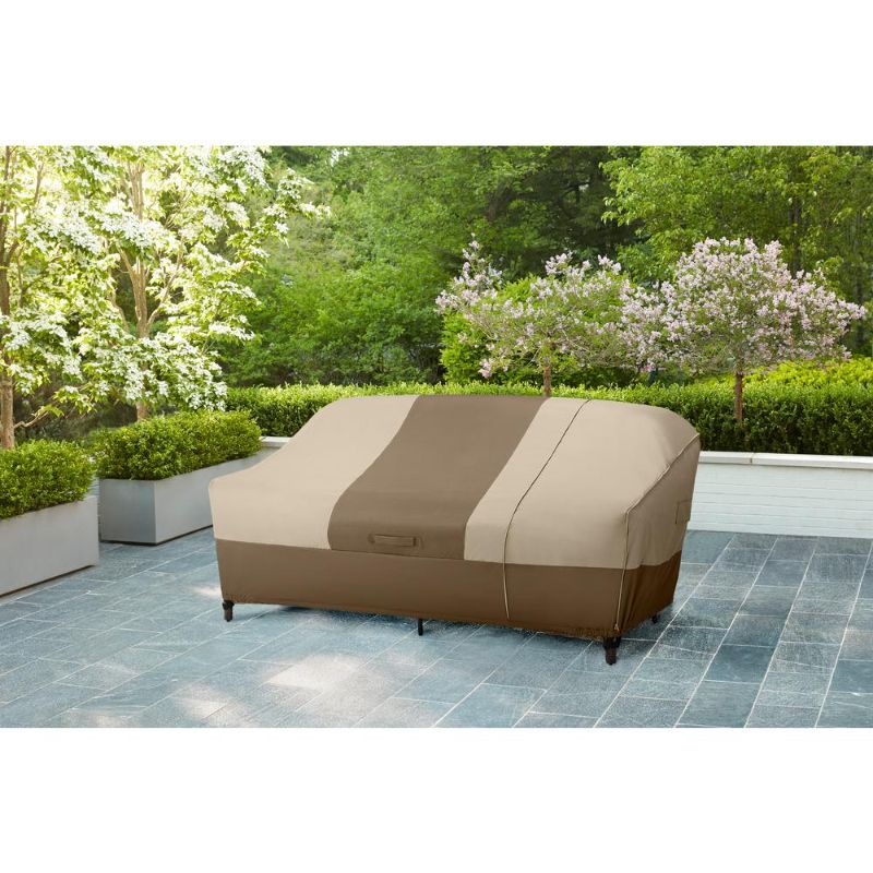 Photo 1 of 38 in. L X 77.3 in. W X 31 in. H Beige Patio Furniture Loveseat and Sofa (2-in-1) Cover