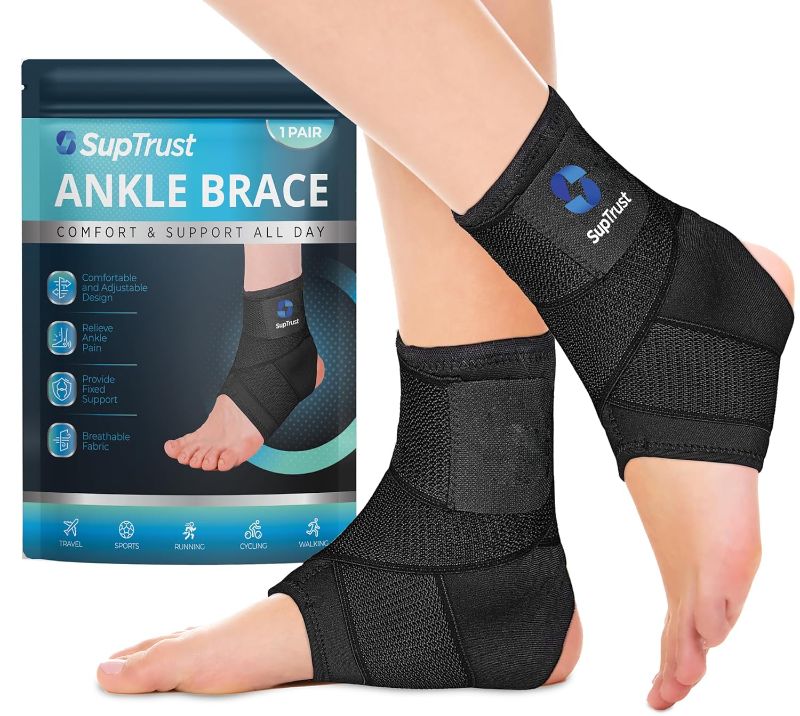 Photo 1 of *** SIZE: MEDIUM *** Ankle Brace, Ankle Braces for Women and Men, Ankle Support Brace for Sprained Ankle, Ankle Sleeve Compression Support, Ankle Stabilizer Brace for Women and Men Volleyball, Running, Basketball, 