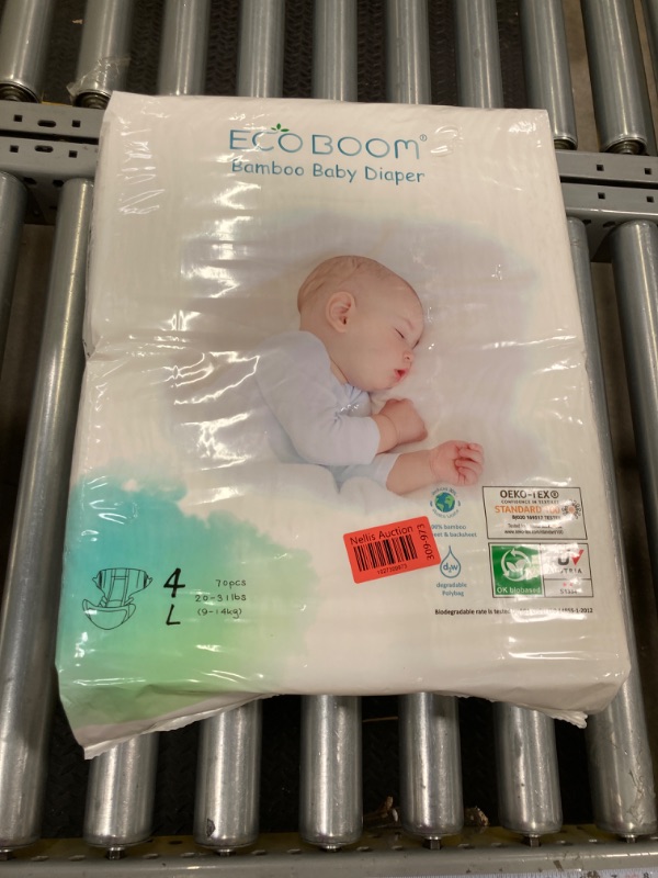 Photo 1 of ECO BOOM Baby Bamboo Biodegradable Disposable Diapers Infant Eco Friendly Nappies Natural Soft Hypoallergenic Diapers for Baby Size Large 70 Count-Pack