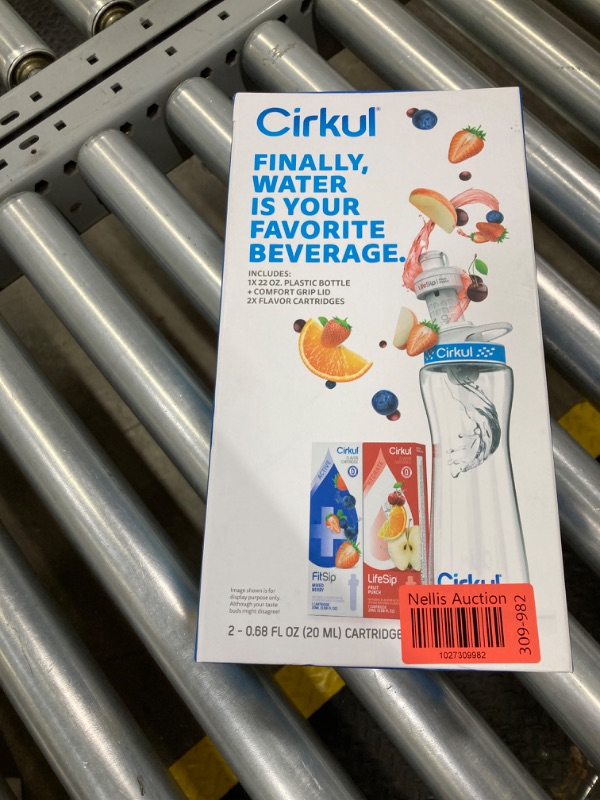 Photo 2 of Cirkull 22 oz Plastic Water Bottle Starter Kit with Blue Lid and 2 Flavor Cartridges (Fruit Punch & Mixed Berry) (BLUE, 22OZ)