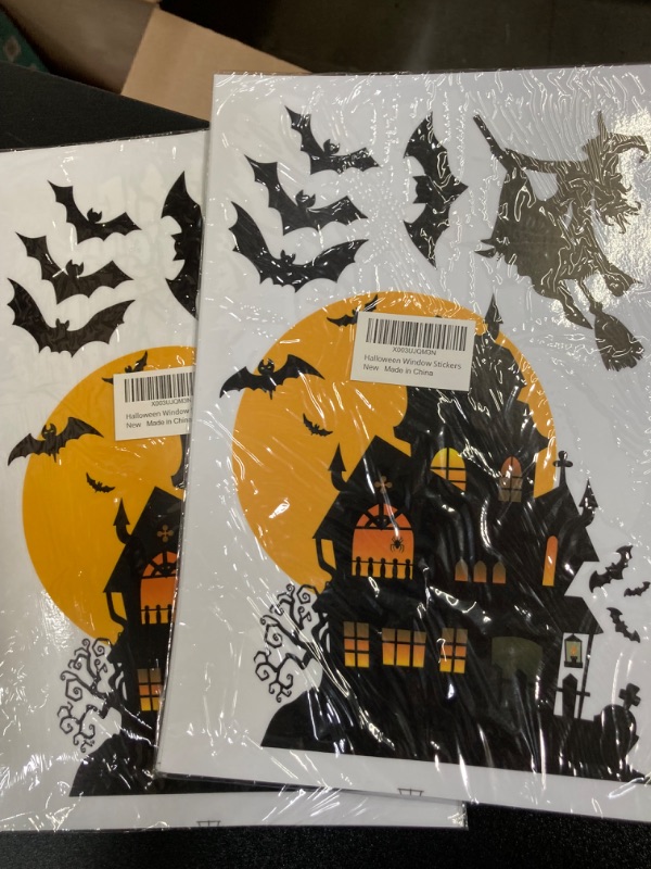 Photo 2 of 2 Pack Hallowee Window Clings Hocus Pocus Decorations - 135 PCS Reusable Static Window Stickers Decor - Bats Spider Pumpkin Witch PVC Stickers for Halloween Party Decorations Supplies