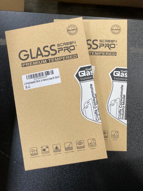 Photo 2 of 2 Pack Galaxy S22 Ultra Tempered Glass Screen Protector, 2 Pack, 0.3mm Thickness, 9H Hardness, Anti-Scratch, Easy Installation, Bubble-Free