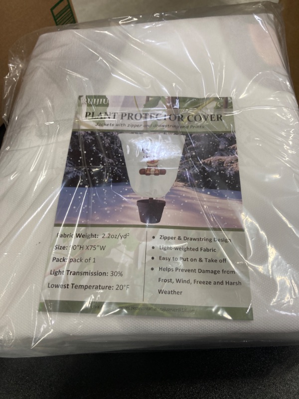 Photo 2 of 2 Pack RUIJIU Plant Covers Freeze Protection 90" H X 75" W 2.2oz Winter Cold Weather Frost Cloth Blankets Garden Supplies with Zipper Drawstring for Outdoor Plants Fruit Tree Potted (1Pack, Reindeer) 90?Hx75?W-1PC-2.2oz/yd²?Reindeer?