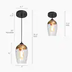 Photo 1 of 1-Light Brass-Plated Mini Pendant Light, Water Glass Pendant Hanging Light, Black Modern Farmhouse Chandelier
