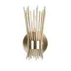 Photo 1 of 10 in. 1-Light Brushed Gold Sconce with Open Rod Metal Shade

