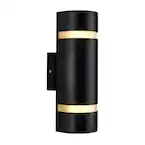 Photo 1 of 3-Way Stream Black Modern Outdoor Hardwired Garage and Porch Light Cylinder Sconce
