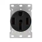 Photo 1 of 50 Amp 125/250V, NEMA 14-50R Flush Mount Power Outlet, Single Straight Blade Range and Dryer Outlet Grounding, Black
