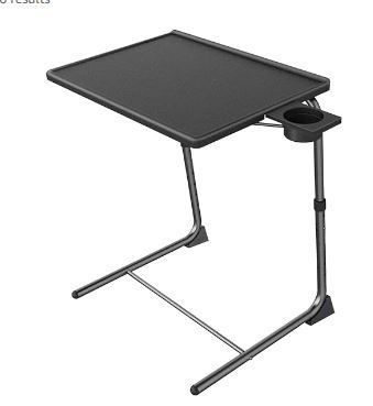 Photo 1 of Adjustable TV Tray Table - TV Dinner Tray on Bed & Sofa, Comfortable Folding Table with 6 Height & 3 Tilt Angle Adjustments (Black)

