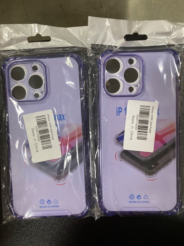 Photo 1 of 2 Pack JETech Case for iPhone 14 6.1-Inch, Non-Yellowing Shockproof Phone Bumper Cover, Anti-Scratch Clear Back (Deep Purple)
