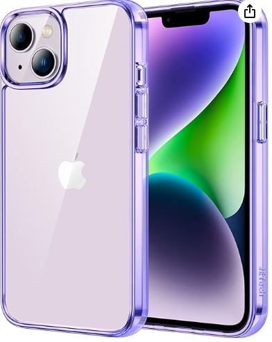 Photo 1 of 2 Pack JETech Case for iPhone 14 6.1-Inch, Non-Yellowing Shockproof Phone Bumper Cover, Anti-Scratch Clear Back (Deep Purple)
