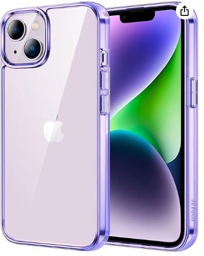 Photo 1 of 2 Pack JETech Case for iPhone 14 & 15 Non-Yellowing Shockproof Phone Bumper Cover, Anti-Scratch Clear Back (Deep Purple)
