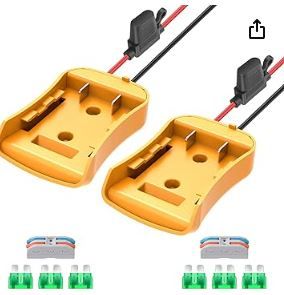 Photo 1 of 2 Packs Power Wheel Adapter for Dewalt 20V Battery Adapter Power Wheels Battery Converter Kit with Fuses & Wire Terminals, 12AWG Wire, Power Connector for DIY Rc Car Toys, Robotics and Rc Truck
