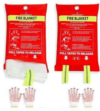 Photo 1 of ***SEE NOTES***   Emergency Fire Blanket, 2 Blankets with 2 Pairs of Gloves, Fire Safety Supplies Kit, Fire Extinguisher Blanket, Fire Blankets Emergency for Home, Kitchen, Grill & Camping 39”x39”
