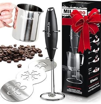 Photo 1 of PowerLix Milk Frother With Stand Set Handheld Battery Operated Electric Foam Maker Frother Wand For Coffee, Latte, Cappuccino, Hot Chocolate, Durable Mini Drink Mixer With Stainless Steel Whisk