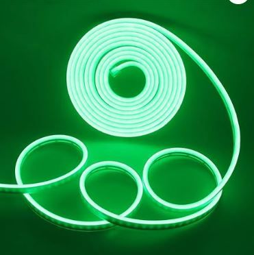 Photo 1 of 16.4ft Green LED Neon Strip Lights,Outdoor Flexible LED Rope Lights, DC 12V 5M 2835 600LED Waterproof Silicone Light Bar with Power Adapter/Dimmer for Home Lighting Garden Party Decor
