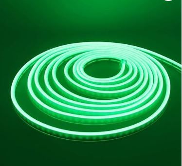 Photo 1 of 16.4ft Green LED Neon Strip Lights,Outdoor Flexible LED Rope Lights, DC 12V 5M 2835 600LED Waterproof Silicone Light Bar with Power Adapter/Dimmer for Home Lighting Garden Party Decor
