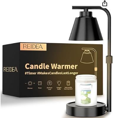 Photo 1 of Candle Warmer Lamp Timer Dimmer, REIDEA Wax Melter Adjustable Height for 3-Wicks Large Jar Scented Candles (D-4 inches), Safe and Efficient Way to Enjoy The Scents You Love
