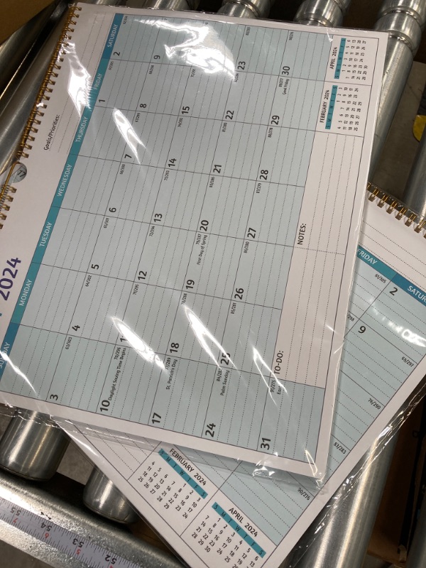 Photo 1 of (2 PACK) 2024-2025 Wall Calendar - Mar 2024 - Aug 2025, 18 Months Calendar 2024-2025, 14.57 x 11.42 In, 2024 Calendar, Monthly Calendar with Ruled Blocks, Thick Paper, Holidays, To-do ? Notes Green, Mar.2024 - Aug.2025 Calendar
