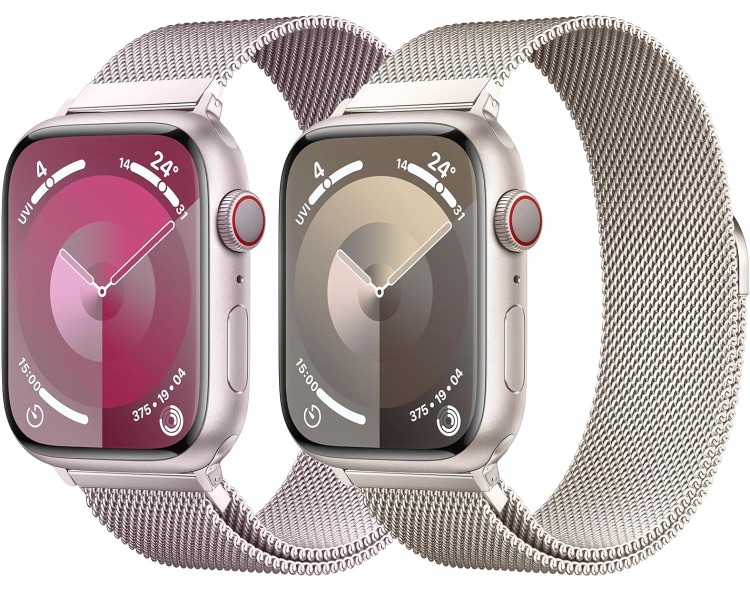 Photo 1 of 2 Pack]CTYBB Compatible with Apple Watch Band 41mm 40mm 38mm 49mm 45mm 44mm 42mm Women & Men,Stainless Steel Mesh Loop Metal Magnetic Clasp Replacement Band for iWatch Series SE/9/8/7/6/5/4/3/2/1