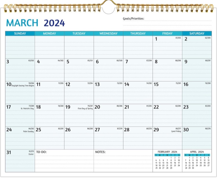 Photo 1 of (2 PACK) 2024-2025 Wall Calendar - Mar 2024 - Aug 2025, 18 Months Calendar 2024-2025, 14.57 x 11.42 In, 2024 Calendar, Monthly Calendar with Ruled Blocks, Thick Paper, Holidays, To-do ? Notes