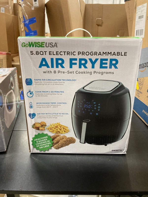 Photo 2 of GoWISE USA 1700-Watt 5.8-QT 8-in-1 Digital Air Fryer with Recipe Book, Black Black 5.8-QT Air Fryer