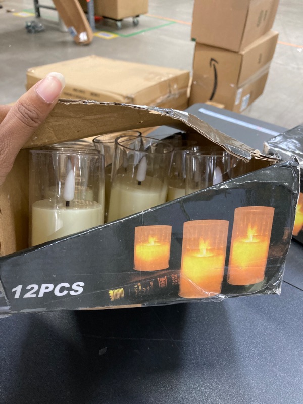 Photo 2 of 12Pack Flickering Flameless Candles with Timer, LED Candles Battery Powered, Small Flameless Pillar Candles, Votive Candles Battery Operated for Wedding Party Centerpieces Table [Clear, 2"X3"]