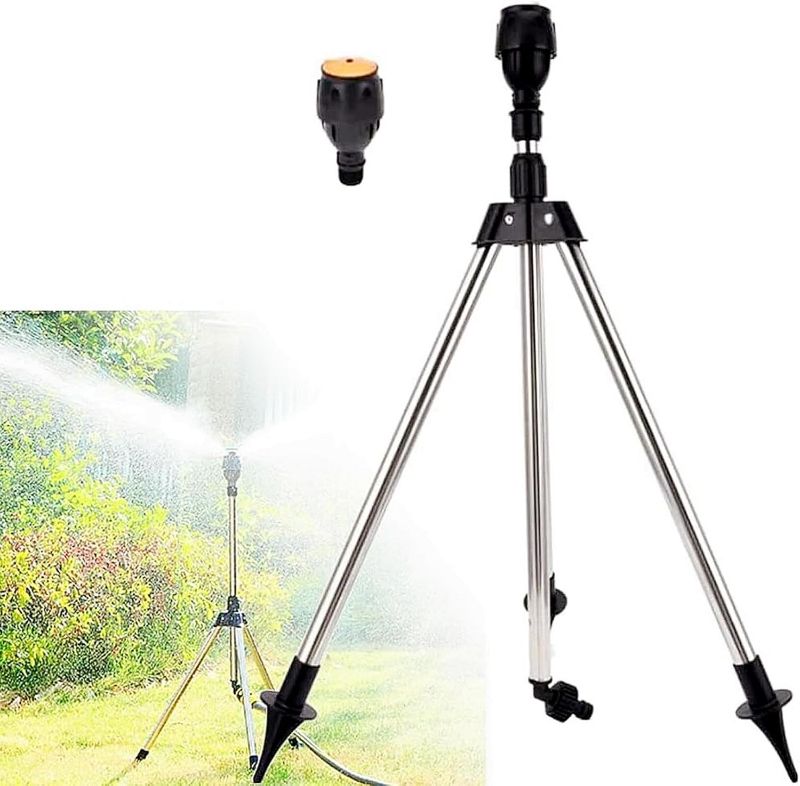 Photo 1 of 2023 New Rotating Tripod Sprinkler W/Tripod Rotation Water Spray, 360 Degree Automatic Rotating Sprinkler, Telescoping Tripod Automatic Rotating Sprinkler for Large Area Yard Garden Lawn (A Set)