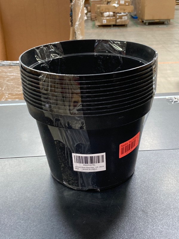 Photo 2 of 10 Inch Plastic Nursery Pots for Plants 10 Pack Plant Pots with Drainage Holes 2 Gallon Nursery Pots Perfect for Indoor Outdoor Plants Such as Herbs, Strwaberrys and Flowers, Black Black 10 Inch 10P