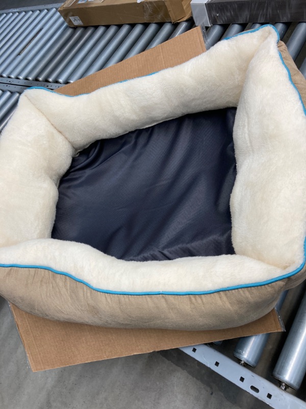 Photo 3 of Bedsure Dog Beds for Medium Dogs Cats - Indoor Puppy Bed for Medium Large Cat Washable, 25in Fluffy Rectangle Cuddle Pet Bed with Anti-Slip Bottom, Camel M(25"x21"x8") Camel