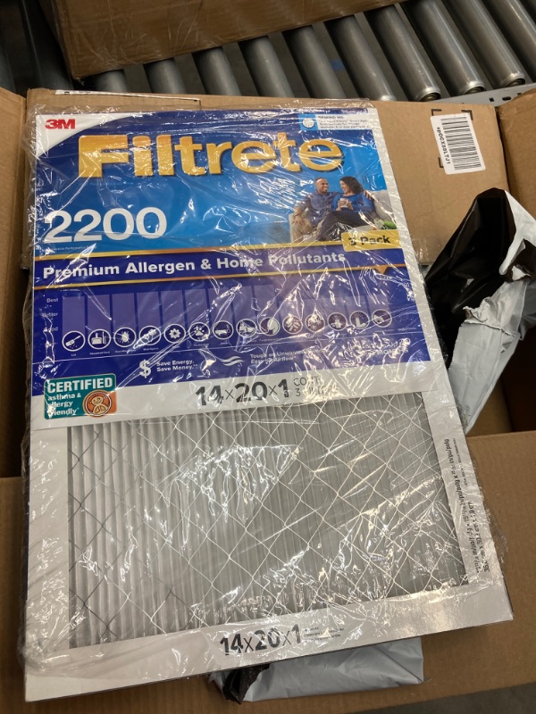 Photo 2 of Filtrete 14x20x1 Air Filter MPR 2200 MERV 13, Healthy Living Elite Allergen, 2-Pack (exact dimensions 13.81 x 19.81 x 0.78) 2-Pack 14x20x1